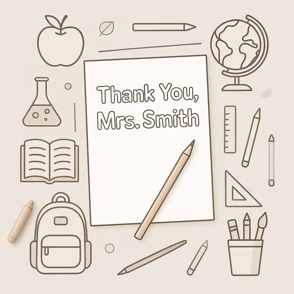 Personalized teacher appreciation page example